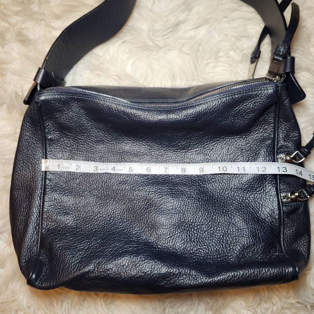 Lia Numa Navy Blue Pebbled Leather Shoulder Bag View 4
